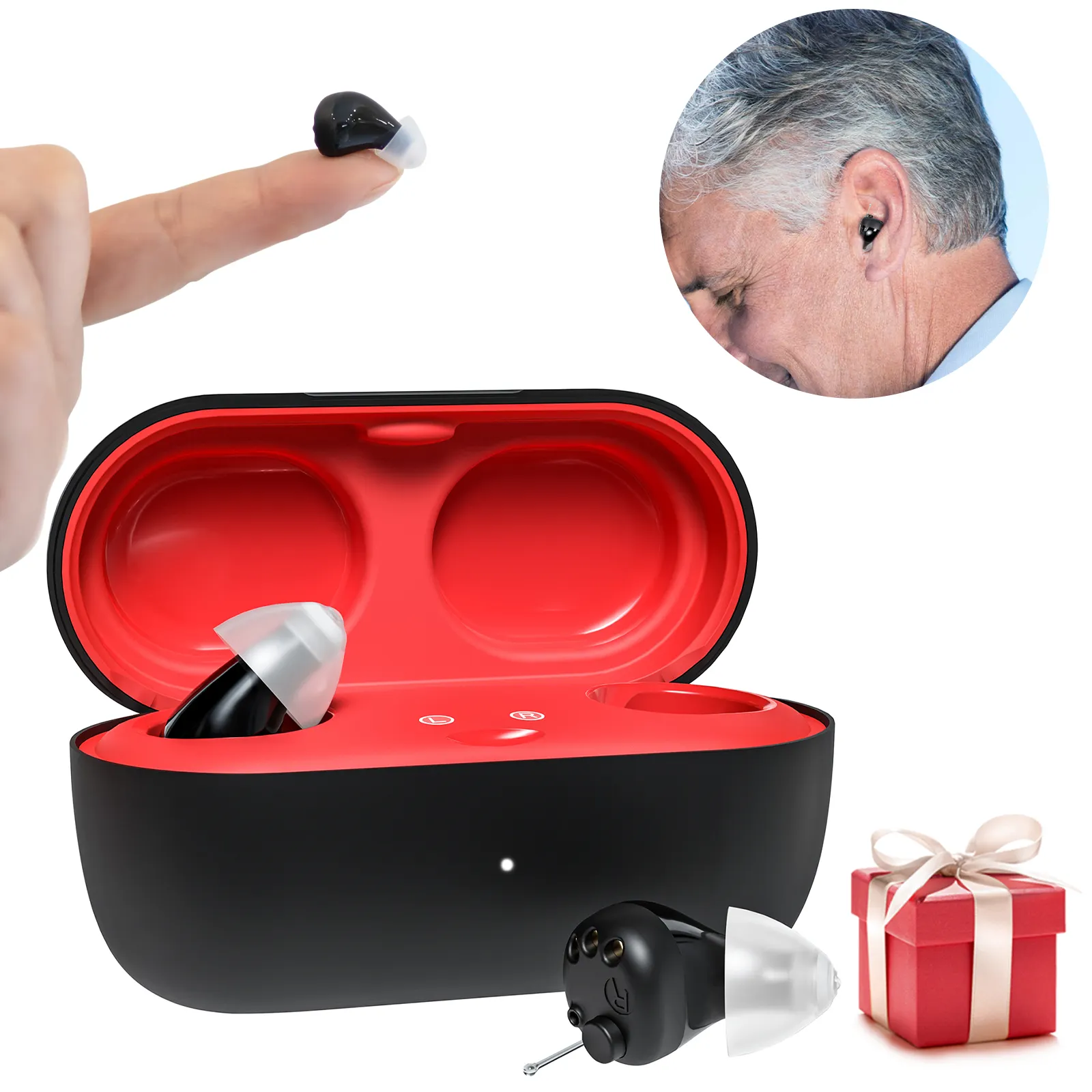 Rechargeable CIC OTC mini invisible digital hearing aids for seniors elderly deafness not hearing amplifier