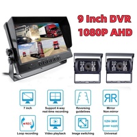 Pantalla DVR para Auto de 9 Pulgadas con Entrada de Video AHD, Cuatro Canales, Cámara de Reversa, Pantalla Dividida para Camión, Cosechadora, Grabación de Conducción y Monitoreo