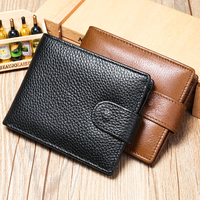 Pabrik grosir kustom pria Vintage kulit asli dompet lipat dua tempat kartu pendek koin saku portabel penggunaan sehari-hari