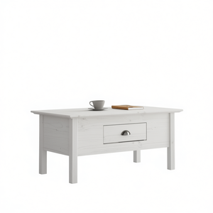 BODO Solid Wood <b>Coffee</b> <b>Table</b> 39.4x21.7x18.1 White With Drawer Living Room Furniture - Product Image 1