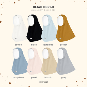 Hijab BOHOPANNA Golden Bergo pour filles, couleur unie, tenue modeste quotidienne, tissu en coton, toutes saisons, 6-24 mois, 3-5 ans, 6-10 ans, 11-14 ans - Product Image 5