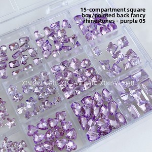 Strass pour Nail Art, 15 compartiments, en résine transparente, à fond pointu, de différentes formes, assortiment de diamants pour ongles - Product Image 2