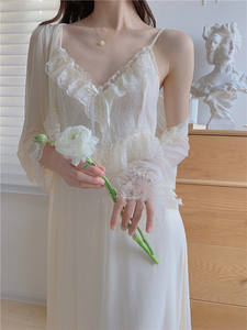 Dream Wedding Halter Camisón para mujer <span class=keywords><strong>Sensual</strong></span> Mesh Pijamas de verano de una pieza Pure Desire Ropa de casa para personas mayores Otoño térmico - Product Image 4