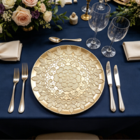Assiettes de présentation rondes en PP de 13 pouces, durables, pigmentées, style américain, motif doré, pour fêtes, hôtels, événements de remise de diplômes et usage domestique