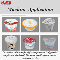 Machine automatique de remplissage et de scellage de gobelets en plastique/verre pour l'emballage de pâte, beurre, lait, gelée, jus de fruits, yaourt