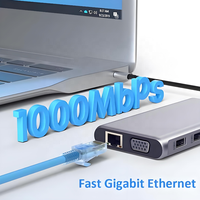 Base de Conexión Universal para Portátil USB-C 12 en 1, Salida de Video Triple MST Hub con HDMI Dual 4K, VGA, RJ45 Ethernet, Adaptador de Entrega de Energía de 100W