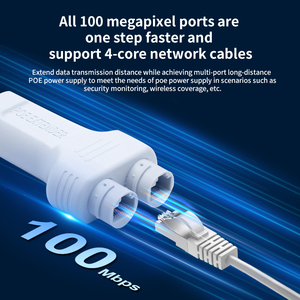 Extenseur et répéteur de réseau POE 3 ports en promotion avec 1 entrée 10/100M et 2 sorties RJ45 pour appareils IP (moniteur) - Product Image 3