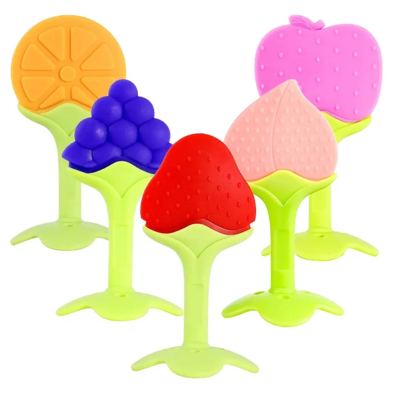 Baby Teether Toys Silicone Teething Toys Fruit Shape Infants Newborn Babies and Toddlers Silicone Teether Toys