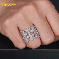 Bijoux Hip Hop en argent sterling massif 925 plaqué or de style rappeurs de luxe Bague multi-croix en moissanite glacée