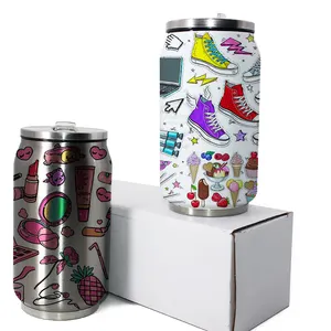 Cola cans stainless steel sublimation printing vacuum flask and heat transfer thermos water bottle for custom piceture