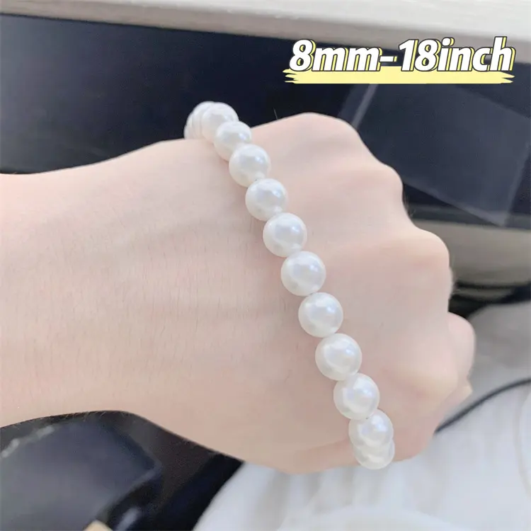 Vente en gros collier de bijoux en perles de 4mm avec logo personnalisé pendentif à breloque collier à chaîne de perles en coquillage d'eau douce pour femmes