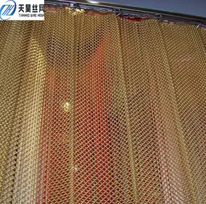 Stainless Steel Copper Aluminum Metal Mesh Curtain Chain Drapery Fabric For Screen Room Dividers