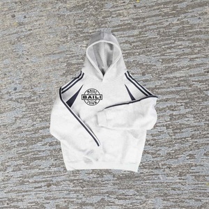 Sweat à capuche surdimensionné en molleton pour homme avec logo personnalisé, design streetwear, bandes latérales, tendance - Product Image 1
