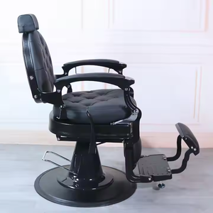Nuevo Equipo de Mobiliario de Salón de Lujo, Diseño de <span class=keywords><strong>Centro</strong></span> de Peluquería, Silla de Barbero Redonda Negra con Chasis Grande - Product Image 5