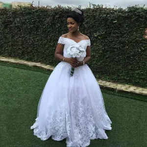 FA237 Neueste gestattete Vestido De Noiva Festival Afrikanische Damen Brautkleider Off Shoulder Beaded Lace Appliques Brautkleid