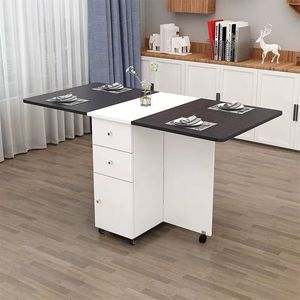 <span class=keywords><strong>Table</strong></span> de cuisine pliante avec étagère de rangement, <span class=keywords><strong>2</strong></span> tiroirs de rangement, <span class=keywords><strong>table</strong></span> de cuisine extensible mobile pour gagner de la place - Product Image 5