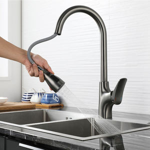 Pull Faucet, Kitchen Faucet, Kitchen Mixer, Chrome Gun, Gray Faucet, Hot and Cold Faucet, Brass Faucet - Product Image 5