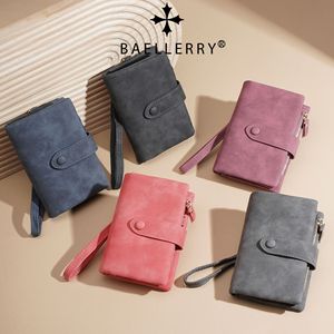 กระเป๋าสตางค์แบบพับสามทบสำหรับผู้หญิง ยี่ห้อ Baellerry สีพื้น มีช่องใส่บัตรหลายช่อง กระเป๋าสตางค์ใบสั้นแบบมีกระดุมปิด สำหรับใช้ในชีวิตประจำวัน - Product Image 1