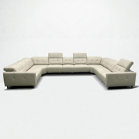 Canapé sectionnel électrique moderne en U, canapé de luxe en cuir à mouvement électrique avec appuie-tête réglable pour salon de villa