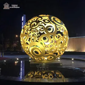 Scultura vuota della sfera della sfera dell'acciaio inossidabile di grande illuminazione su ordinazione del metallo per all'aperto