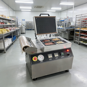 Machine d'emballage sous vide en acier inoxydable pour scellage <span class=keywords><strong>de</strong></span> barquettes, avec cadres <span class=keywords><strong>de</strong></span> découpe interchangeables, qualité alimentaire - Product Image 1