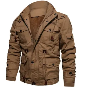 Vendita all'ingrosso giubbotto di pelle giacca di jeans-2021 di alta qualità in cotone militare Mens giacca pilota invernale giacche in pile caldo capispalla Plus Size giacca Jean con gli uomini di pelliccia