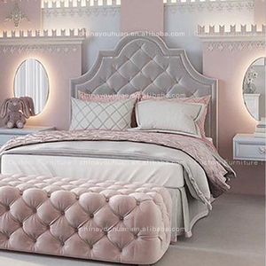 <span class=keywords><strong>Letto</strong></span> matrimoniale per bambini in stile crema francese con testiera imbottita trapuntata, design per <span class=keywords><strong>cameretta</strong></span> delle bambine, pezzo di design <span class=keywords><strong>imbottito</strong></span>. - Product Image 4