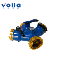 Volla 360 °   Distributeur de tuyau d'incendie pivotant 3 voies - Répartiteur d'eau stabilisant le débit 2,5 MPa avec poignée anti-blocage et manomètre