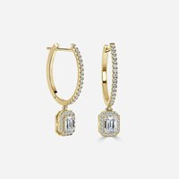 Boucles d'oreilles en or blanc 14 carats avec diamant de laboratoire personnalisé