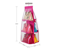 Sac de rangement suspendu en tissu transparent écologique, robuste et pliable, avec six boucles, pour sacs à main, design élégant