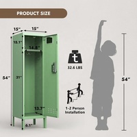 Armoire de rangement métallique ventilée verrouillable pour salle de sport à domicile, casier en acier sur pied à porte simple avec pieds de support et serrure de confidentialité