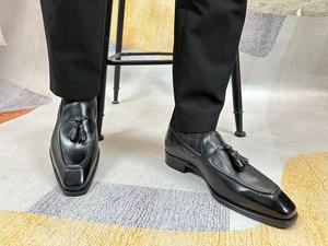 รองเท้าโลฟเฟอร์แบบมีพู่ห้อย ตัดเย็บด้วยมือด้วยเทคนิค Goodyear ผลิตจากหนังลูกวัวอิตาลีและพื้นรองเท้าหนังแท้ เห<span class=keywords><strong>มา</strong></span>ะสำหรับใส่ทำงาน สไตล์อ็อกซ์ฟอร์ด สำหรับผู้ชายที่มีรสนิยม - Product Image 3