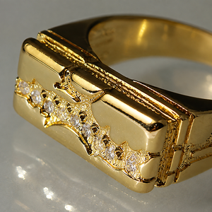Anello con Design Quadrato Effetto Craquelé, Stile Creativo per Uomo e Donna - Product Image 4