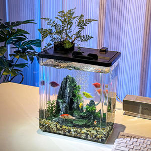 Bureau-aquarium van verdikt, milieuvriendelijk plastic met deksel voor aquascaping en <span class=keywords><strong>betta</strong></span>'s en schildpadden. - Product Image 2