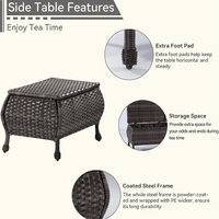 Table d'appoint en osier en gros, table de rangement en rotin pour extérieur, table basse de patio pour jouets et outils de jardin