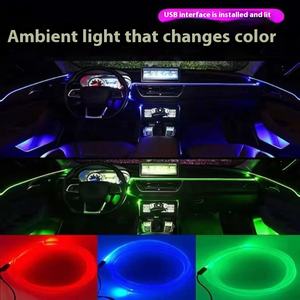 ไฟสร้างบรรยากาศใยแก้วนำแสงสีสันสดใสแบบติดตั้งในรถควบคุมด้วยแอปควบคุมเสียงจังหวะดนตรีไฟตกแต่ง - Product Image 3