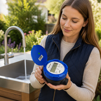 Compteur d'eau numérique MAINONE IP68 en plastique à ultrasons avec RS485/m-bus/NB-IoT/4G/LoRa/LoRaWAN intelligent, certifié CE MID, OEM