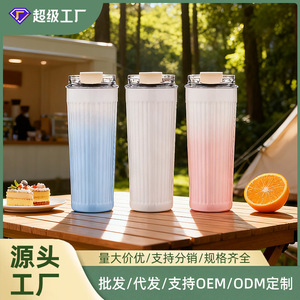 Stainless Steel Tumbler Gradient Pink White Striped Design Portable Travel Coffee Cup 500Ml - Product Image 2