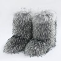Bottes d'hiver douillettes pour femmes, en fausse fourrure, semelle en caoutchouc, bout renforcé, mi-mollet, confortables, tendance, chaudes, pour le quotidien