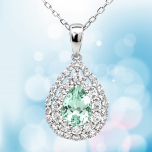 UM Jewelry 18K Gold Plated 925 Silver Pear-Shaped Lab Grown Sapphire Mint Green Gemstone NGTC Certified Pendant <b>Graduation</b> - Product Image 5