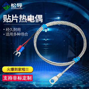 K-type surface-mount thermocouple cold-pressed nose <b>probe</b>, Pt100 <b>temperature</b> sensor, round-hole <b>temperature</b> measurement - Product Image 2