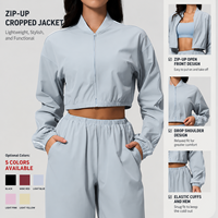 Veste de yoga pour femme, veste courte zippée, protection solaire, légère, pour le sport en plein air, la gym, la remise en forme, coupe-vent, logo personnalisé