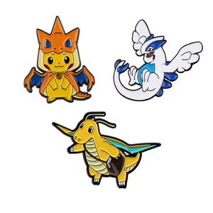 3 nouveaux designs de badges métalliques Poke Monster <span class=keywords><strong>Pikacu</strong></span> Poke Monsters Latios Pika Dragonite pour la décoration de sacs à dos et de vêtements - Product Image 1