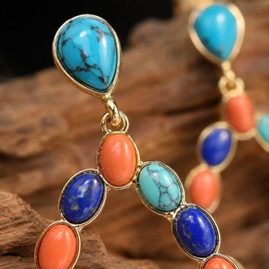 Orecchini pendenti vintage bohémien colorati e traforati, orecchini da donna esagerati per feste e regali - Product Image 4