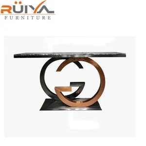 luxury marble console table living room furniture stainless steel mirrored console table for hallway