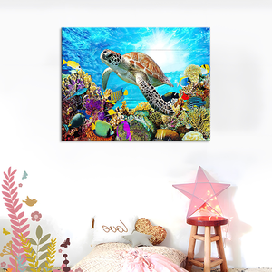 <span class=keywords><strong>Peinture</strong></span> à l'huile sur toile représentant des animaux, monde marin, <span class=keywords><strong>tortue</strong></span>, <span class=keywords><strong>peinture</strong></span> à la bombe, décoration murale pour salon - Product Image 4