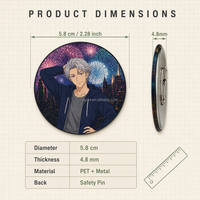 Pin Redondo Lenticular 3D de 58mm con Movimiento de Anime, Imagen Cambiante, Botón de Pin, Broche de Anime para Colección de Fans