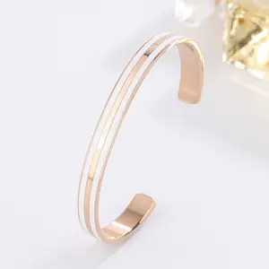 Factory Wholesale High Quality Personalized Bangle 316L Stainless Steel Custom Logo Engraved Cuff Enamel Bracelet