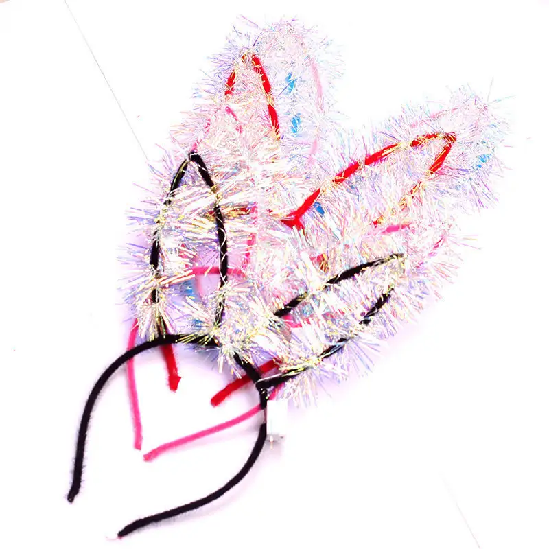 2023 Feather rabbit ear Headband LED Light Up Hair Wreath for wedding Easter dress up party decorations