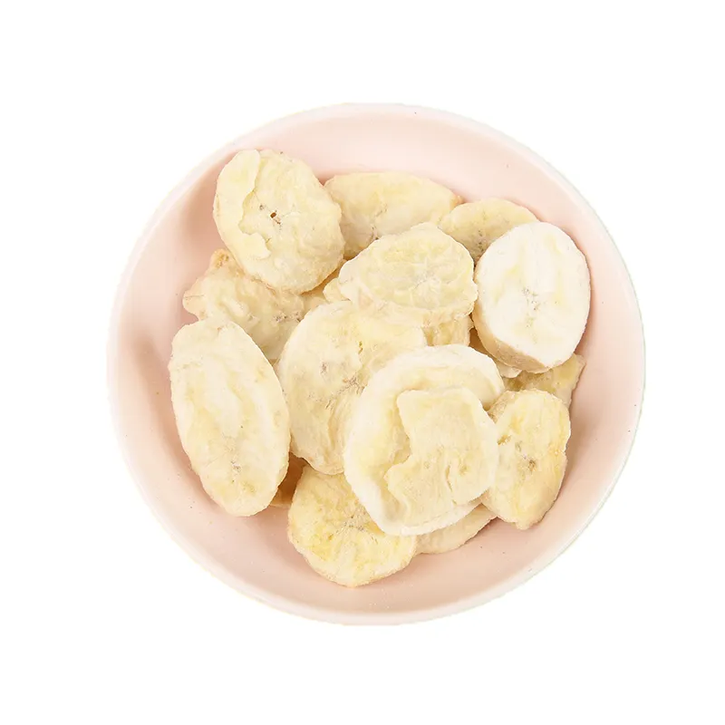 Guoyue Lanche Vegano Saudável Natural Sublimada Banana Slice Dice Pó De Frutas Liofilizado Banana liofilizada